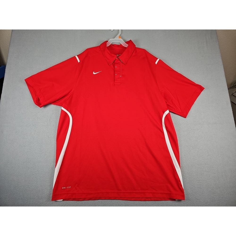 Nike Men's Large Red Game Day Dri Fit Golf Polo Breathable Wicking 378243
